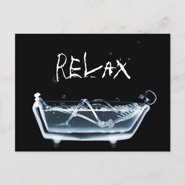 CARTÃO POSTAL BATH TUB X-RAY VISION SKELETON - BLUE (Frente)