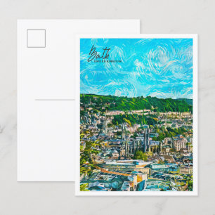 Cartão Postal Bath United Kingdom Beauily Oil Paint City