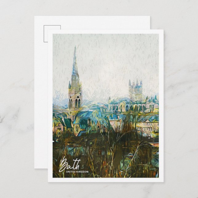 Cartão Postal Bath United Kingdom Oil Paint City Landscape (Frente/Verso)