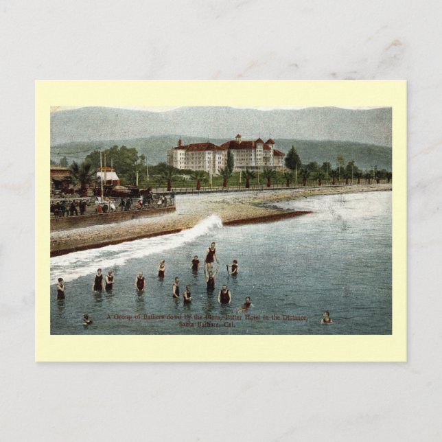 Cartão Postal Bathers, Hotel Potter, Papais noeis Barbara CA, 19 (Frente)