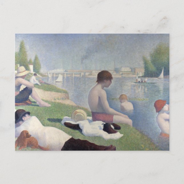 Cartão Postal Bathers no Asnieres por Georges Seurat (Frente)