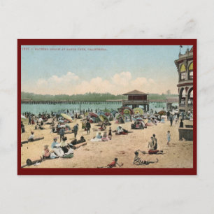 Cartão Postal Bathing Beach, Papais noeis Cruz CA Vintage