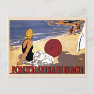 Cartão Postal Bathing da família de praia Pontchartrain