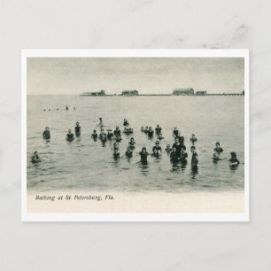 Cartão Postal Bathing na Rua. Petersburgo, FL 1906 Vintage