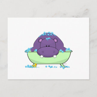 Cartão Postal Bathing Purple Hippo