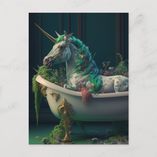 Cartão Postal Bathtub Unicorn (Frente)