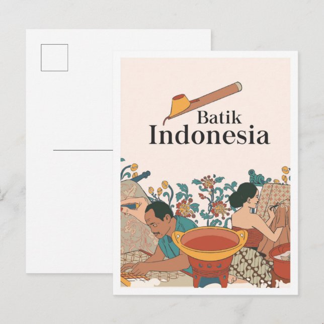 Cartão Postal Batik Java Indonésia Viagem (Frente/Verso)