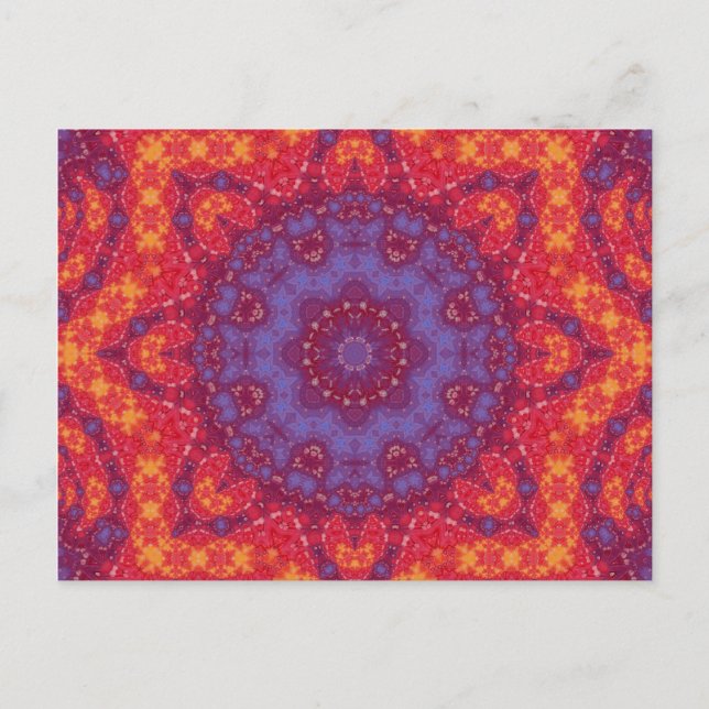 Cartão Postal Batik Sunset Watercolor Mandala (Frente)