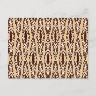 Cartão Postal Batik Tribal - Bege, Marrom Escuro e Creme