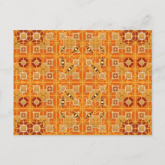 Cartão Postal Batik Tribal - tons de âmbar e marrom (Frente)