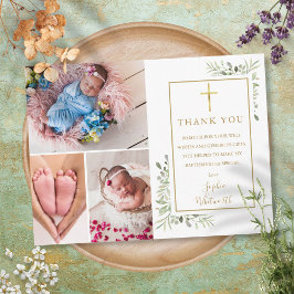 Cartão Postal Batismo Cristandade Folhagem 3 Foto Obrigado 