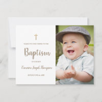 Batismo de Foto Personalizado Dourado e Simples