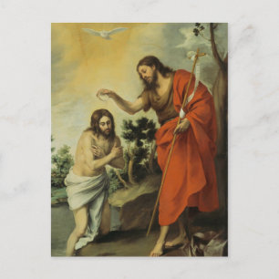 Cartão Postal Batismo do Cristo por Bartolome Esteban Murillo