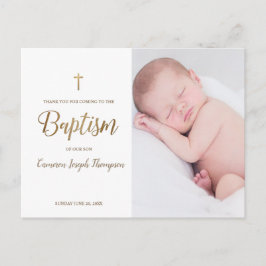 Cartão Postal Batismo personalizado de fotografia simples e Dour
