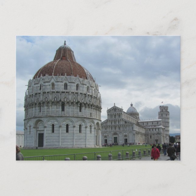 Cartão Postal Batistério e Torre de Pisa (Frente)