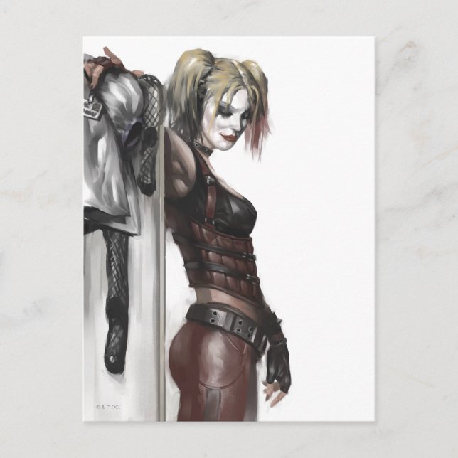 Cartão Postal Batman Arkham | Ilustração de Harley Quinn (Frente)