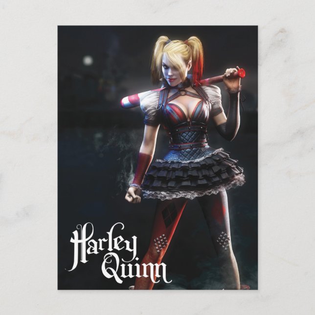 Cartão Postal Batman Arkham Knight | Harley Quinn com Bat (Frente)