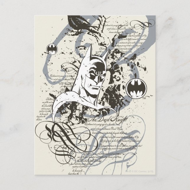 Cartão Postal Batman Dark Knight Manuscript Montage (Frente)
