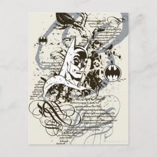 Cartão Postal Batman Dark Knight Manuscript Montage