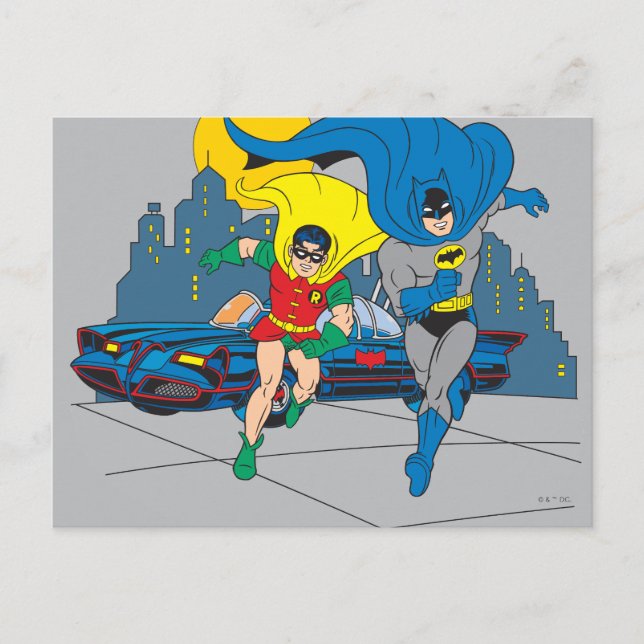 Cartão Postal Batman E Robin Running (Frente)