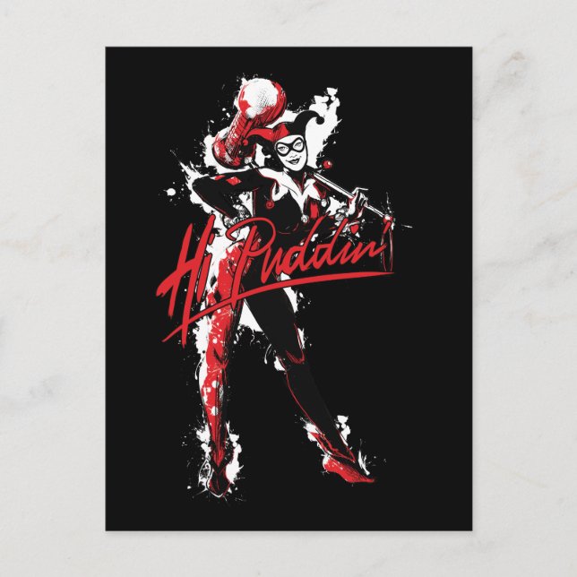 Cartão Postal Batman | Harley Quinn "Hi Puddin" Tinta (Frente)