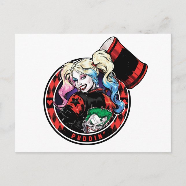 Cartão Postal Batman | Harley Quinn Winking With Mallet (Frente)