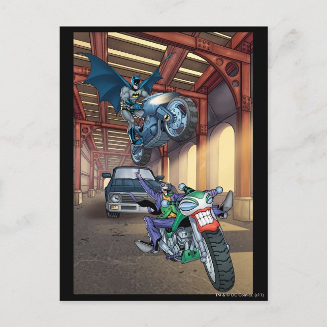 Cartão Postal Batman & Joker - Dirigindo Motociclos (Frente)