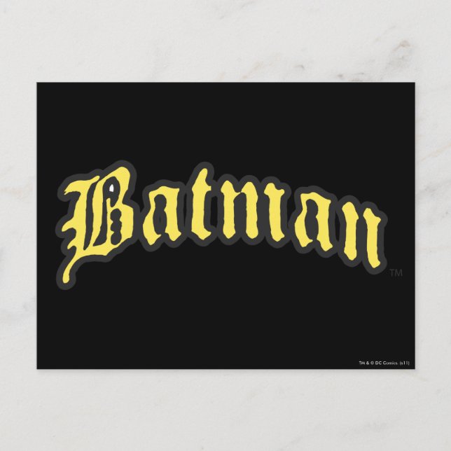 Cartão Postal Batman | Logotipo preto Amarelo (Frente)