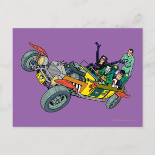 Cartão Postal Batman Villains Em Jokermobile