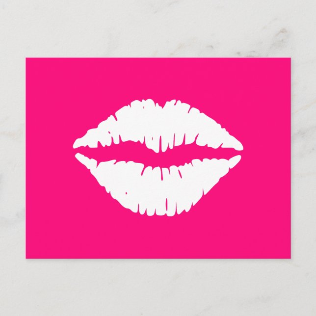 Cartão Postal Batom Quente Rosa e Branco (Frente)