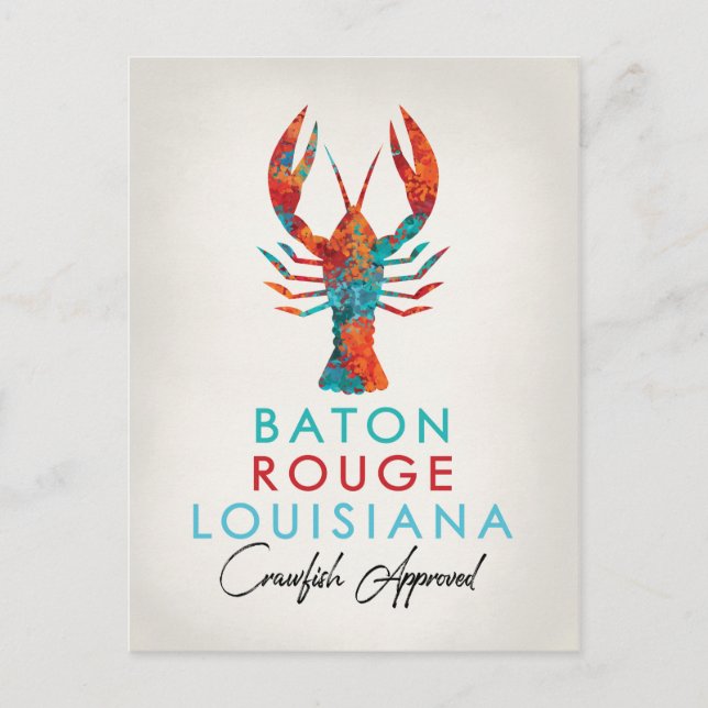 Cartão Postal Baton Rouge Louisiana Crawfish Bright (Frente)
