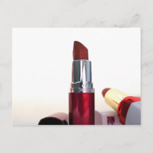 Cartão Postal Batons Cosméticos Maquiagem Beleza Vermelho Femini