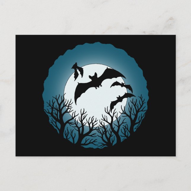 Cartão Postal Bats and Trees Against the Moon (Frente)
