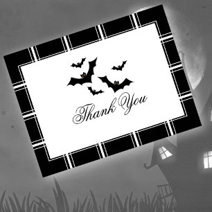 Cartão Postal Bats Halloween Obrigado Black