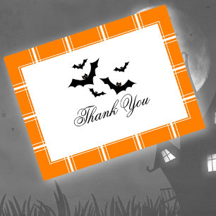 Cartão Postal Bats Obrigado Halloween White