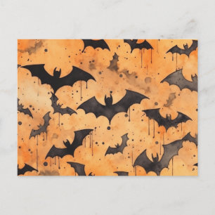 Cartão Postal Bats Pretos de Cor-de-Água em Laranja
