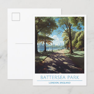 Cartão Postal Battersea Park London - Viagens vintage Inglaterra