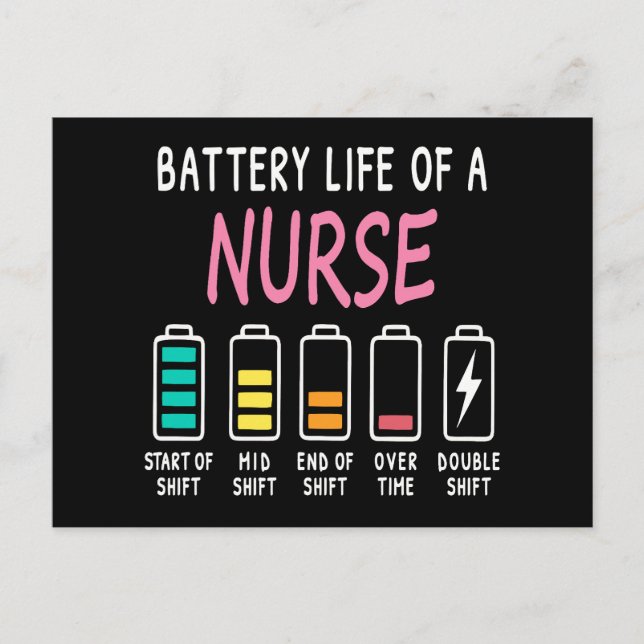 Cartão Postal Battery life of a nurse humor chart (Frente)