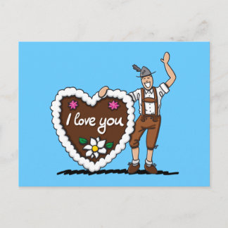 Cartão postal Bavarian Gingerbird Heart Lederhosen