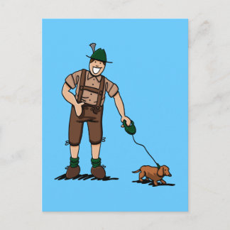 Cartão postal Bavarian Lederhosen Man Dachshund Do