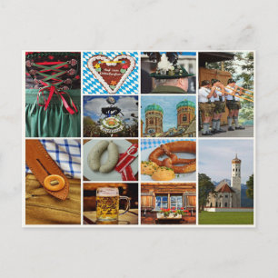 Cartão Postal baviera, oktoberfest, munique, colagem bávara