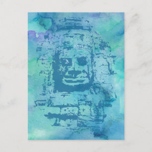 Cartão Postal Bayon Face Blue