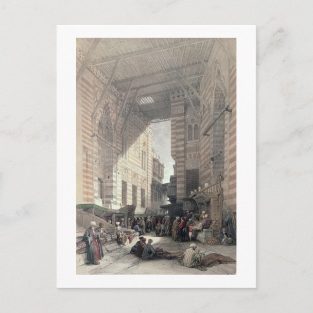 Cartão Postal Bazar dos Merchantes da Seda, Cairo, do Egito (Frente)