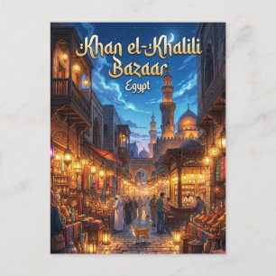 Cartão Postal Bazar Khan el-Khalili Egito