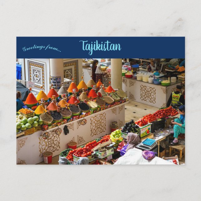 Cartão Postal Bazar no Tajiquistão (Frente)