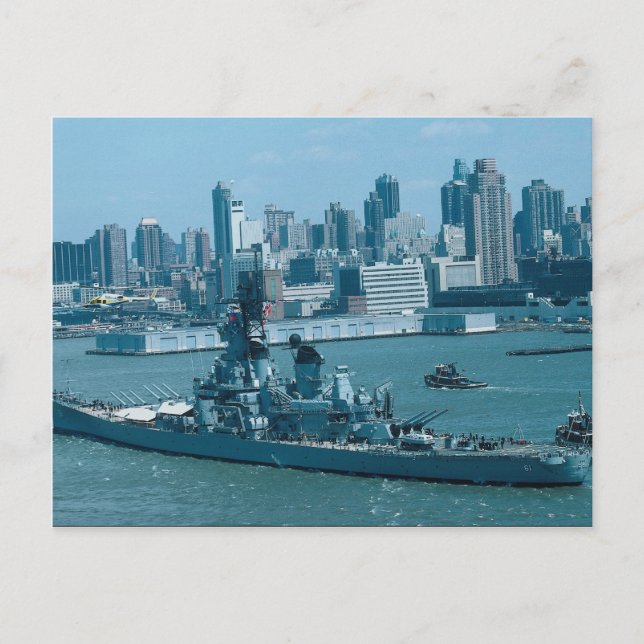 Cartão Postal BB-61 "USS Iowa", New York Harbor, EUA (Frente)