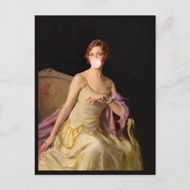 Cartão Postal Bble Gum Diva em Vestido Amarelo (Frente)