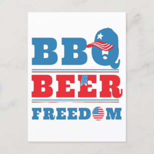 CARTÃO POSTAL BBQ CERVEJA LIBERDADE - 4 DE JULHO EUA
