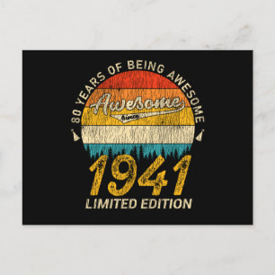 Cartão Postal Bday de 80 anos 1941 Incrível Desde o Aniversário 