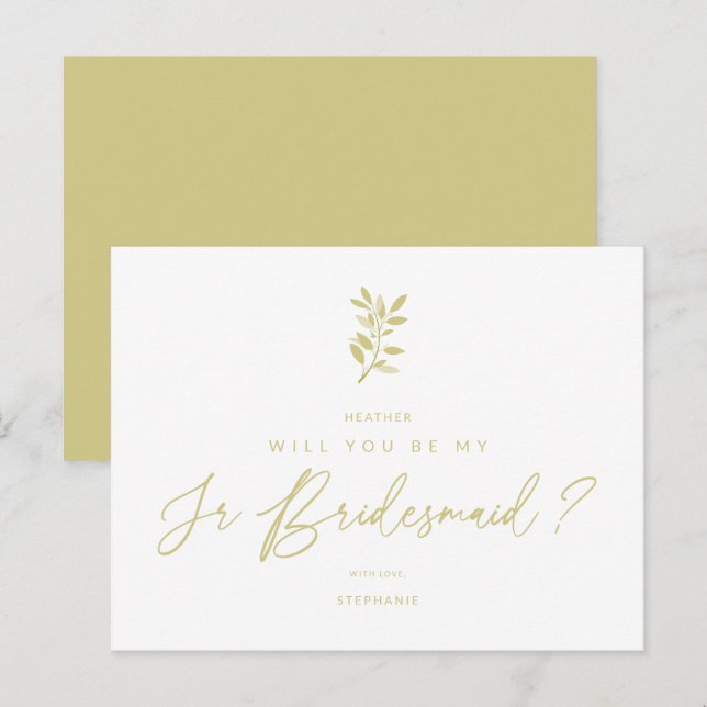 Cartão Postal Be My Junior Bridesmaid Golden Effect Braches (Frente/Verso)